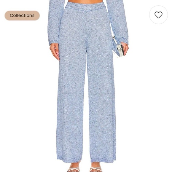 Jonathan Simkhai Orissa Sequin Pant Straight Wide Leg in Marina Blue Size Medium - Picture 2 of 8